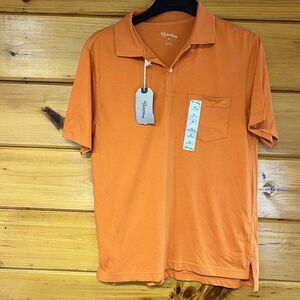 NWT ST. JOHN'S BAY Polo Shirt Men's Medium M Burnt Orange Heather Golf Casual